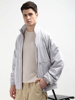 Calvin Klein - Grey Solid Relaxed Fit Polyester Jacket