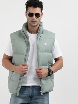 Calvin Klein - Green Solid Regular Fit Nylon Jacket