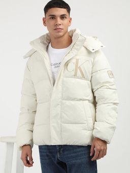 Calvin Klein - Beige Logo Regular Fit Nylon Jacket