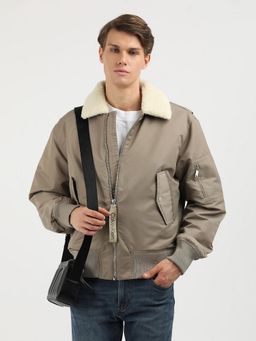 Calvin Klein - Brown Solid Relaxed Fit Nylon Jacket