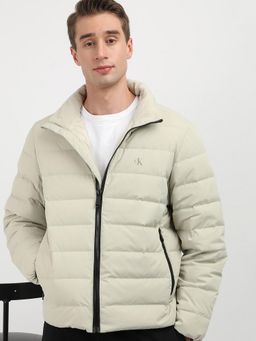 Calvin Klein - Off White Solid Regular Fit Polyester Jacket