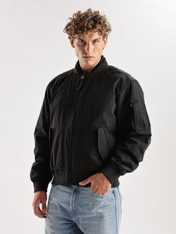 Calvin Klein - Black Solid Relaxed-Fit Nylon Jacket