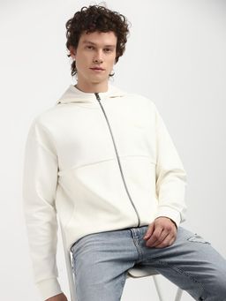 Calvin Klein - Off White Solid Relaxed Fit Cotton Jacket