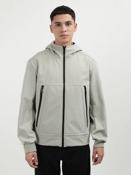 Calvin Klein - Beige Solid Relaxed Fit Polyester Jacket