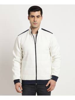 Turtle - Men White Knitted Regular Fit Solid Reversible Windcheater Jacket