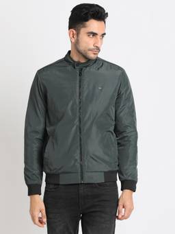 Turtle - Men Green Polyester Full Sleeve Regular Fit Solid Windcheater Jacket