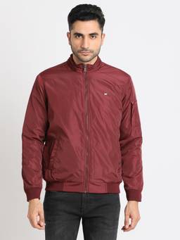Turtle - Men Red Polyester Full Sleeve Regular Fit Solid Windcheater Jacket