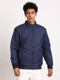 Turtle - Men Blue Polyester Full Sleeve Regular Fit Solid Windcheater Jacket