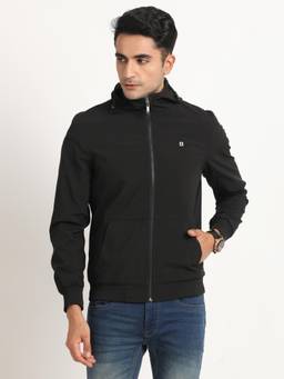 Turtle - Men Grey/Black Polycotton Regular Fit Solid Reversible Hooded Jacket