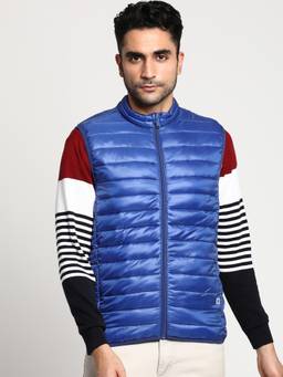 Turtle - Men Blue Nylon Sleeveless Regular Fit Solid Windcheater Jacket