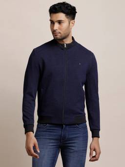 Turtle - Men Blue Cotton Stretch Full Sleeve Regular Fit Solid Windcheater Jacket