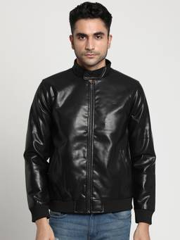 Turtle - Men Black Polyurethane Full Sleeve Regular Fit Solid Windcheater Jacket