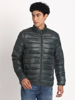 Turtle - Men Green Nylon Full Sleeve Regular Fit Solid Windcheater Jacket