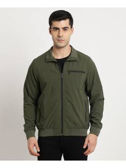 Turtle - Men Green Nylon Full Sleeve Regular Fit Solid Windcheater Jacket