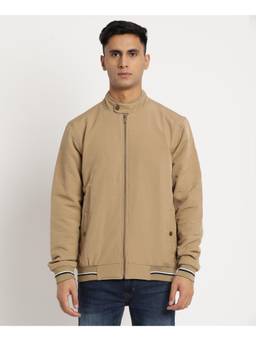 Turtle - Men Brown Knitted Full Sleeve Regular Fit Solid Windcheater Jacket