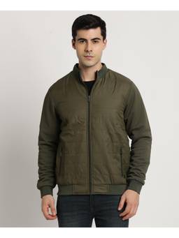 Turtle - Men Green Knitted Full Sleeve Regular Fit Solid Windcheater Jacket