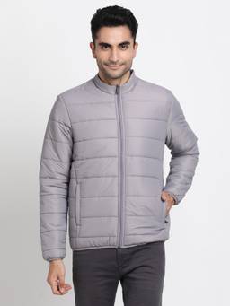 Turtle - Men Grey Nylon Full Sleeve Regular Fit Solid Windcheater Jacket