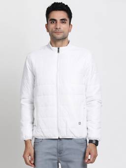 Turtle - Men White Nylon Full Sleeve Regular Fit Solid Windcheater Jacket