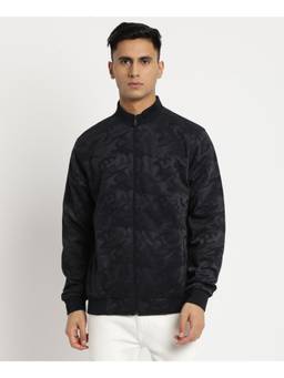 Turtle - Men Blue Knitted Full Sleeve Regular Fit Printed Windcheater Jacket