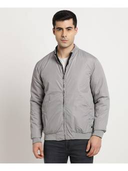 Turtle - Men Black/Grey Polyester Regular Fit Solid Reversible Windcheater Jacket