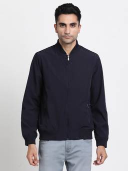 Turtle - Men Blue Nylon Full Sleeve Regular Fit Solid Windcheater Jacket
