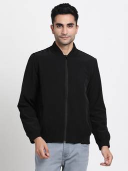 Turtle - Men Black Nylon Full Sleeve Regular Fit Solid Windcheater Jacket