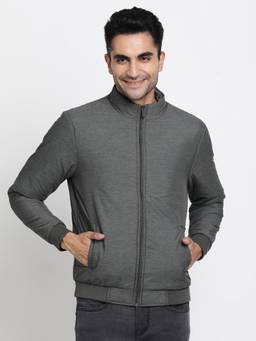 Turtle - Men Grey Nylon Full Sleeve Regular Fit Solid Windcheater Jacket