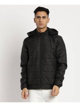 Turtle - Men Black Nylon Full Sleeve Regular Fit Solid Windcheater Jacket