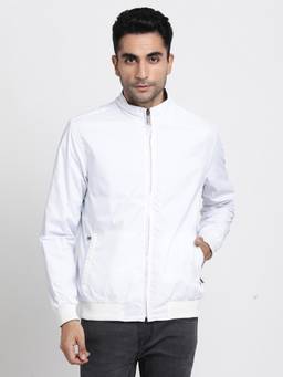 Turtle - Men White/Grey Nylon Regular Fit Solid Reversible Windcheater Jacket