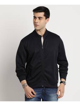Turtle - Men Blue Knitted Full Sleeve Regular Fit Solid Windcheater Jacket