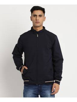 Turtle - Men Blue Cotton Stretch Full Sleeve Regular Fit Solid Windcheater Jacket