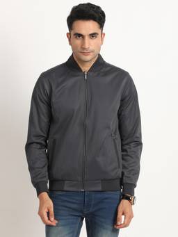 Turtle - Men Grey Cotton Stretch Regular Fit Solid Reversible Windcheater Jacket