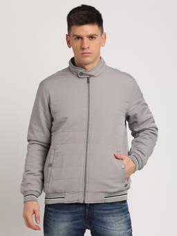 Turtle - Men Grey Polyester Full Sleeve Regular Fit Solid Windcheater Jacket