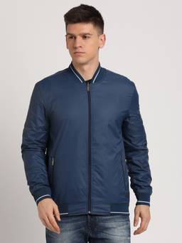Turtle - Men Blue/Grey Polyester Regular Fit Solid Reversible Windcheater Jacket