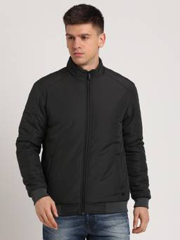 Turtle - Men Black Polyester Full Sleeve Regular Fit Solid Windcheater Jacket