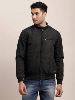 Turtle - Men Black Polyester Regular Fit Solid Reversible Windcheater Jacket