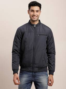 Turtle - Men Blue Polyester Regular Fit Solid Reversible Windcheater Jacket
