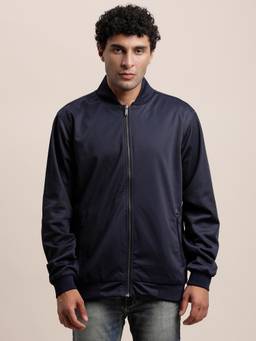 Turtle - Men Blue Cotton Stretch Full Sleeve Regular Fit Solid Reversible Jacket