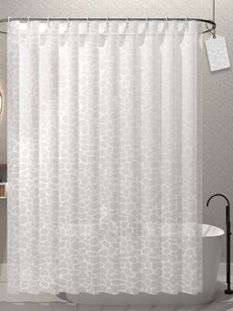 Kuber Industries - White Circle Shower Curtains (Pack of 2) (7 Feet)