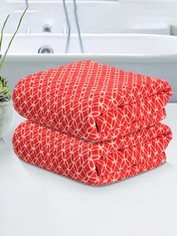 Kuber Industries - Red Microfiber Bath Towels (Pack of 2)