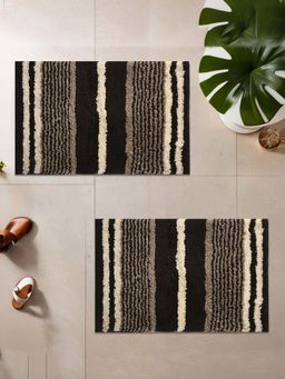 Kuber Industries - Brown Microfiber Water Absorbent Bathroom Mats (Pack of 2)