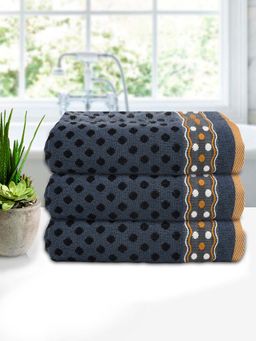 Kuber Industries - Blue Luxurious Dot Printed Soft Cotton Bath Towels (Pack of 3)
