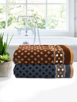 Kuber Industries - Multi-Color Luxurious Dot Printed Soft Cotton Bath Towels (Pack of 2)