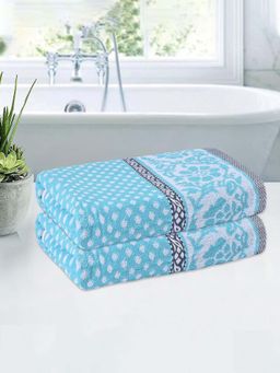 Kuber Industries - Blue Dot Cotton Bath Towels (Pack of 2)