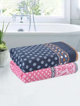 Kuber Industries - Multi-Color Dot Cotton Bath Towels (Pack of 2)