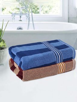 Kuber Industries - Multi-Color Cotton Patti Bath Towels (Pack of 2)