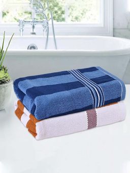 Kuber Industries - Multi-Color Cotton Patti Bath Towels (Pack of 2)