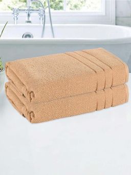 Kuber Industries - Light Brown Cotton Plain Lining Bath Towels (Pack of 2)