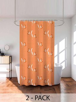 Kuber Industries - Orange Painting PVC Shower Curtains (Pack of 2) (7 Feet)