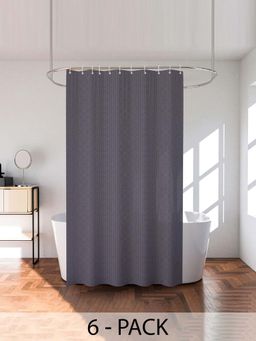 Kuber Industries - Grey Lining PVC Shower Curtains with 8 Rings (Pack of 6) (7 Feet)